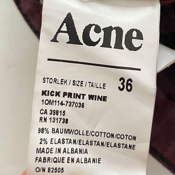 ACNE Skinny Jeans Womens 36 US 6 Kick Print Wine Denim EUC Low-Rise Crop Dot - Picture 6 of 7